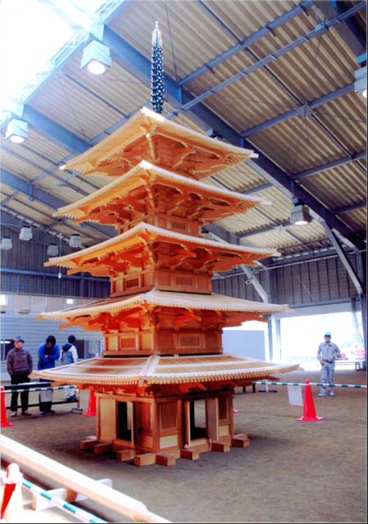 木造模型製作(例.法隆寺五重塔)